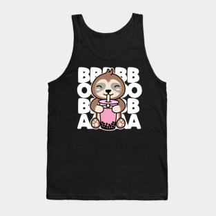 Sloth Drinking Boba Cute Kawaii Bubble Tea Dark Tank Top